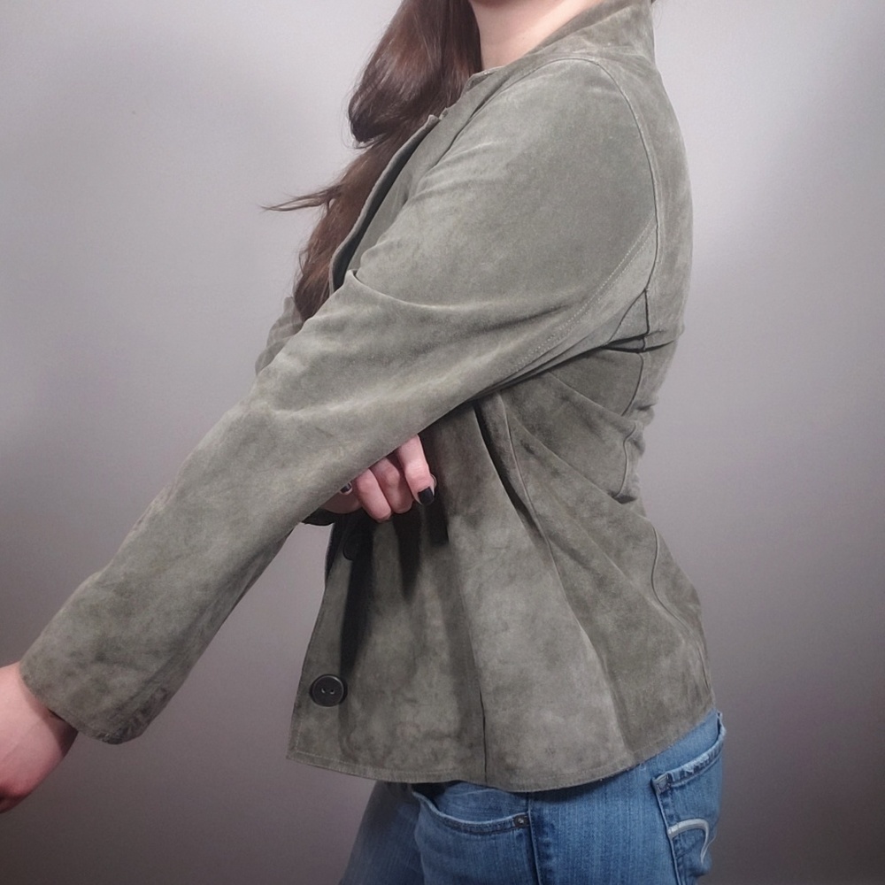 J.Jill Green Leather Blazer Jacket Medium